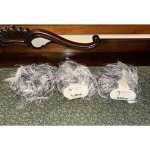 Lot 3 Trendsetter Yarns ~ WILLOW ~ Color #9 Black White Eyelash ~ 50g/153yds